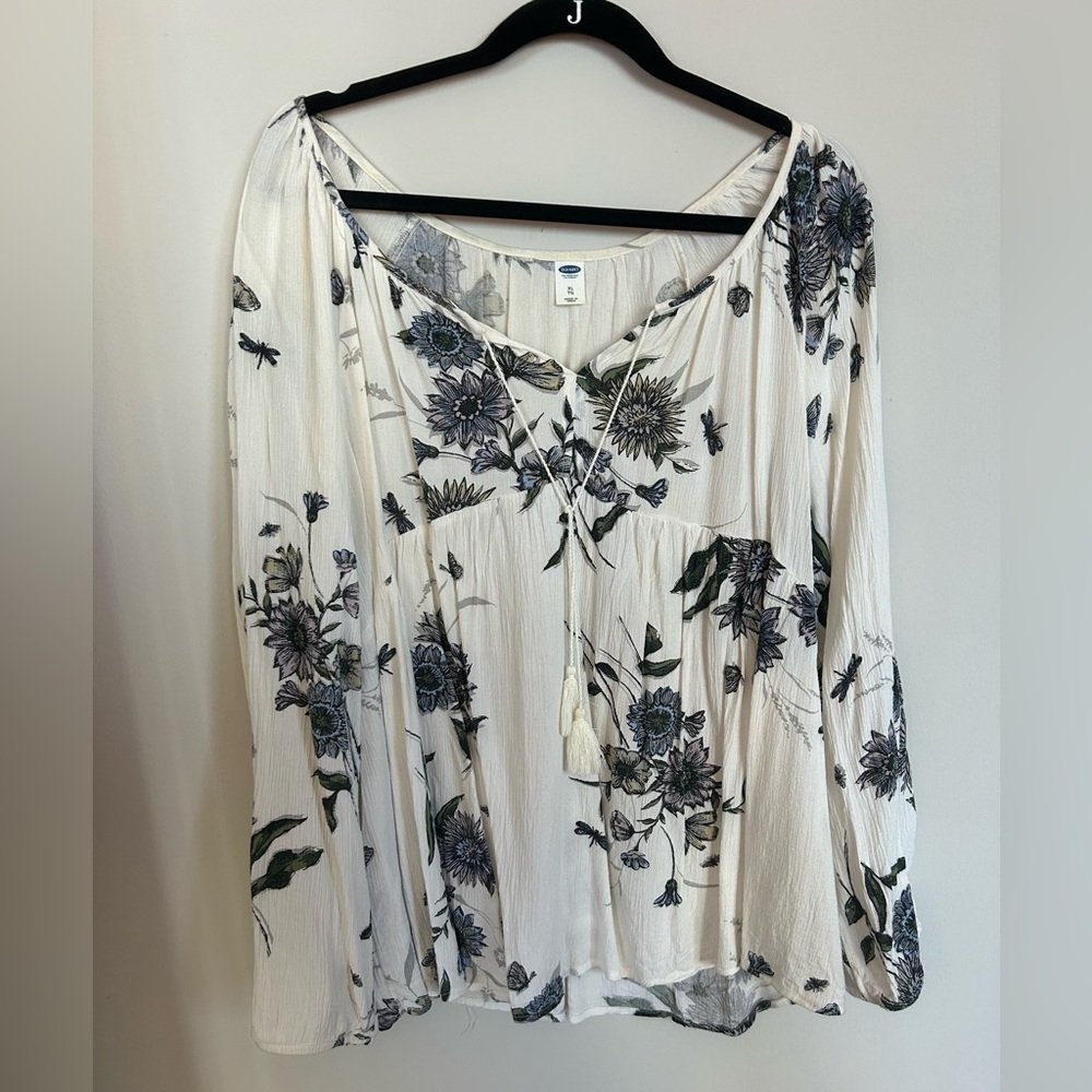 Old Navy White Floral Blouse